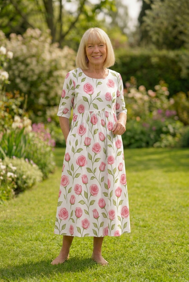Eliza | Relaxed Midi Dress - Effortless Elegance, Everyday Comfort White Pink