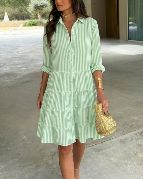 Cassandra™ - Airy Striped Button Dress
