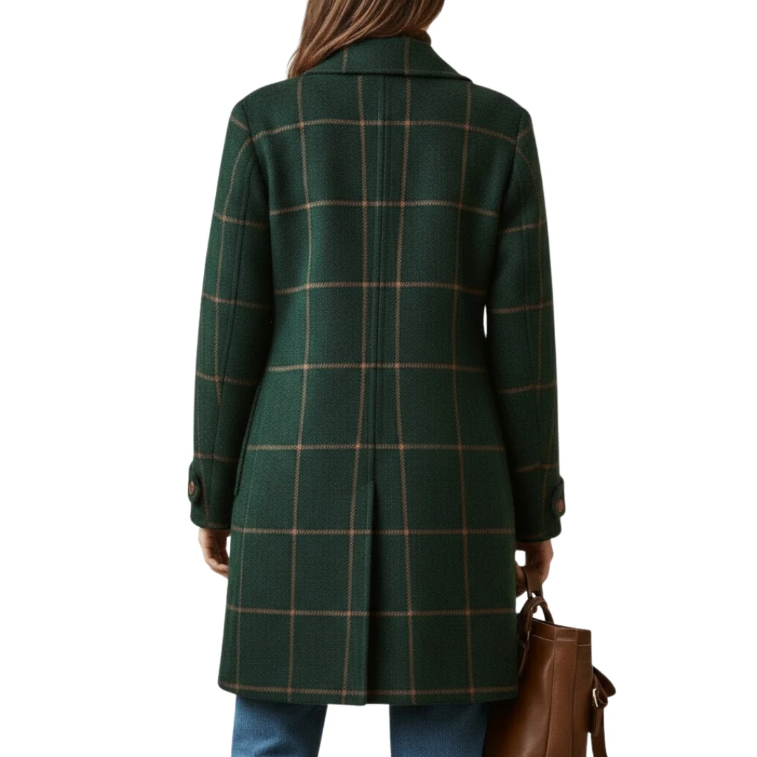 Eleanor | Manteau en Tweed à Carreaux avec Revers Rétro