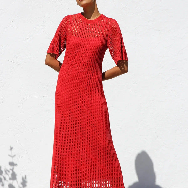 ESSENTIAL - Airlie Crochet Maxi Dress - Natural
