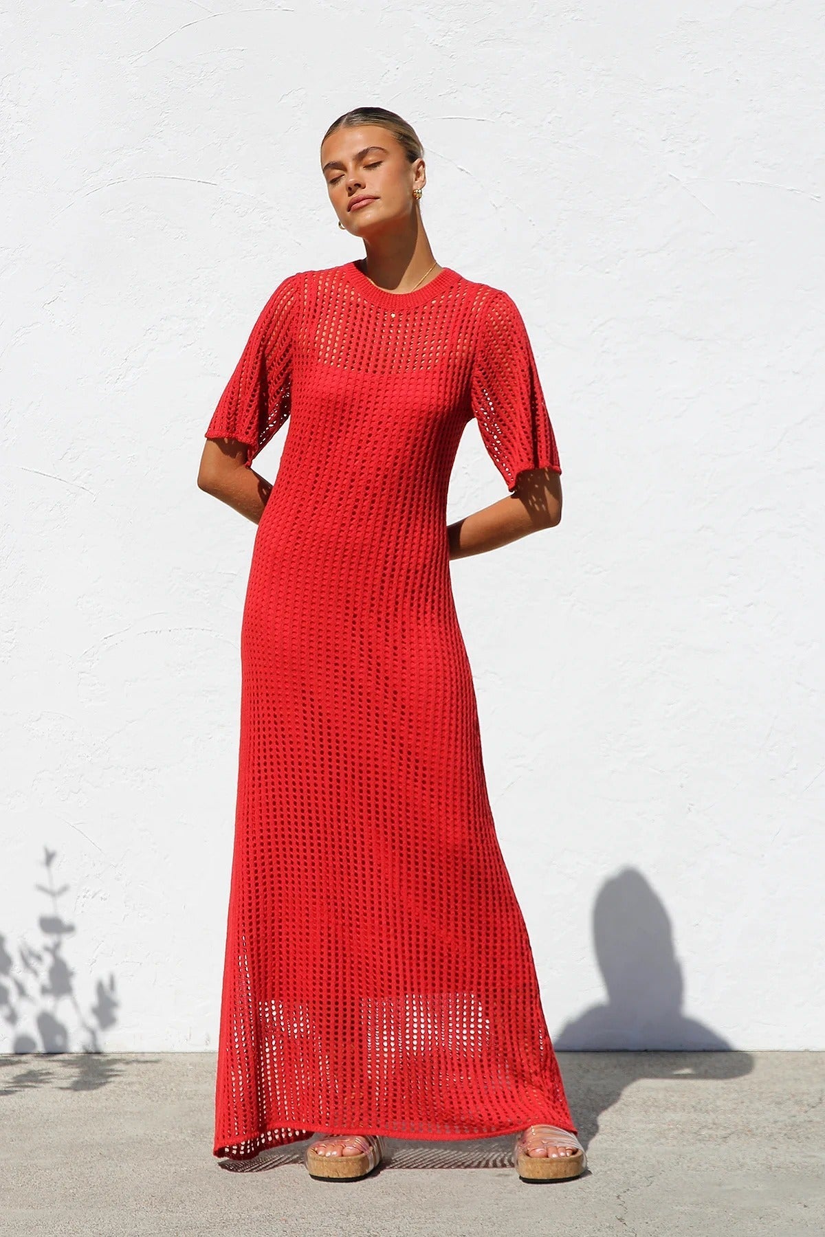 ESSENTIAL - Airlie Crochet Maxi Dress - Natural