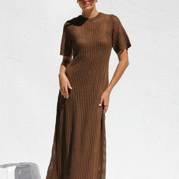 ESSENTIAL - Airlie Crochet Maxi Dress - Natural