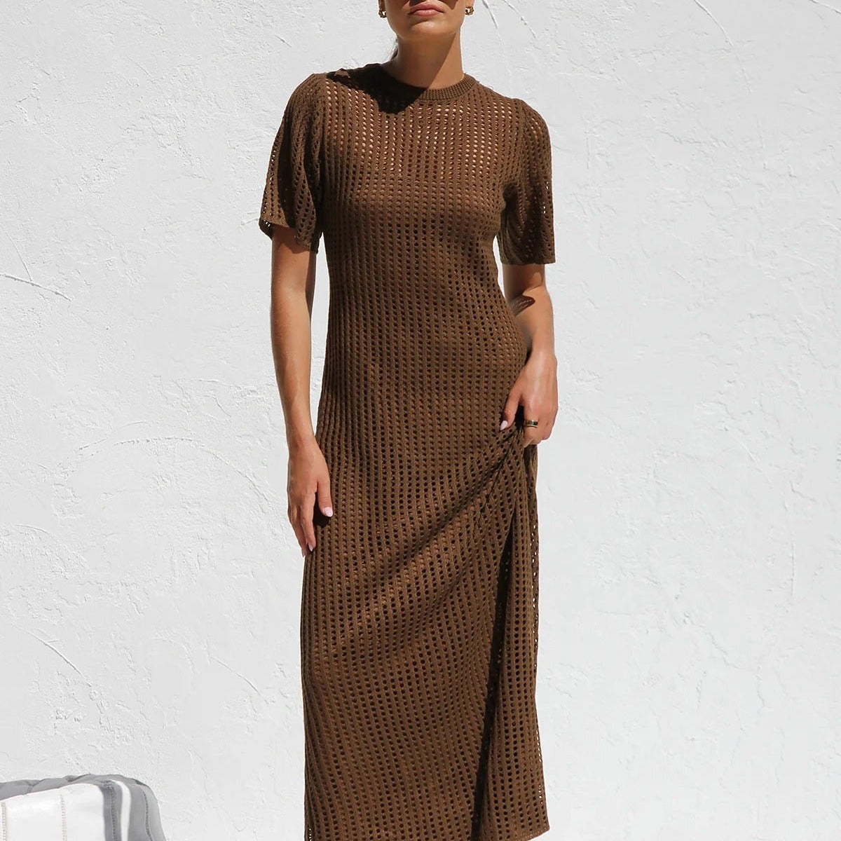 ESSENTIAL - Airlie Crochet Maxi Dress - Natural