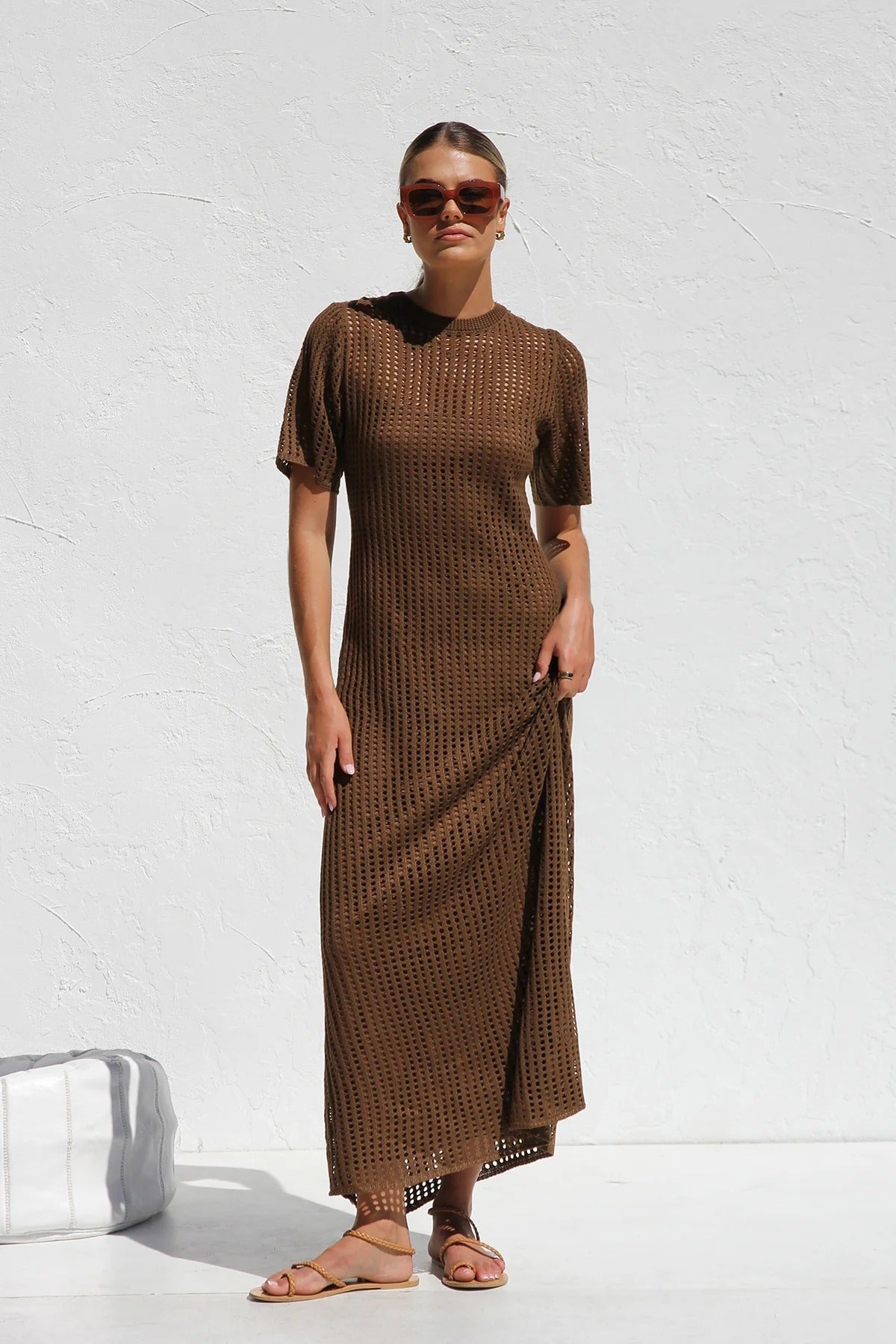ESSENTIAL - Airlie Crochet Maxi Dress - Natural