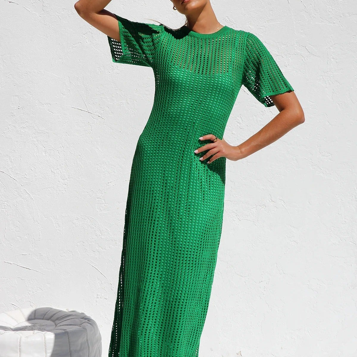 ESSENTIAL - Airlie Crochet Maxi Dress - Natural