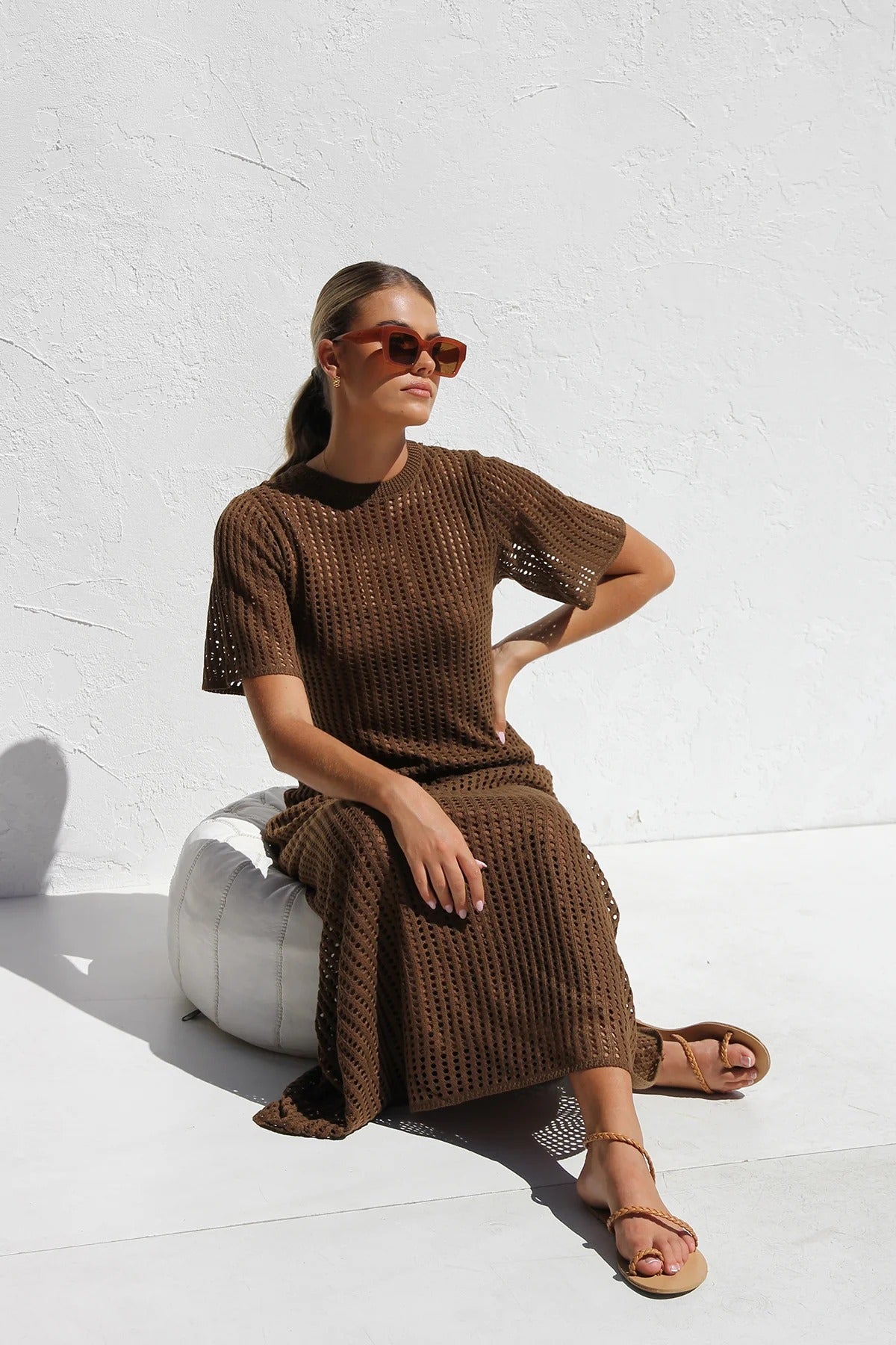 ESSENTIAL - Airlie Crochet Maxi Dress - Natural