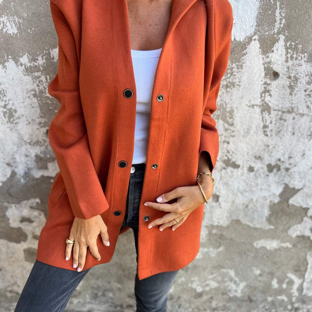 Jacqueline | Veste à Capuche Décontractée avec Boutons
