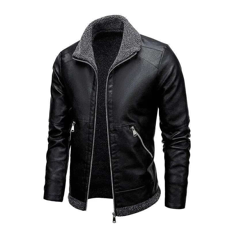 Veste en Cuir Élégant en Fleece