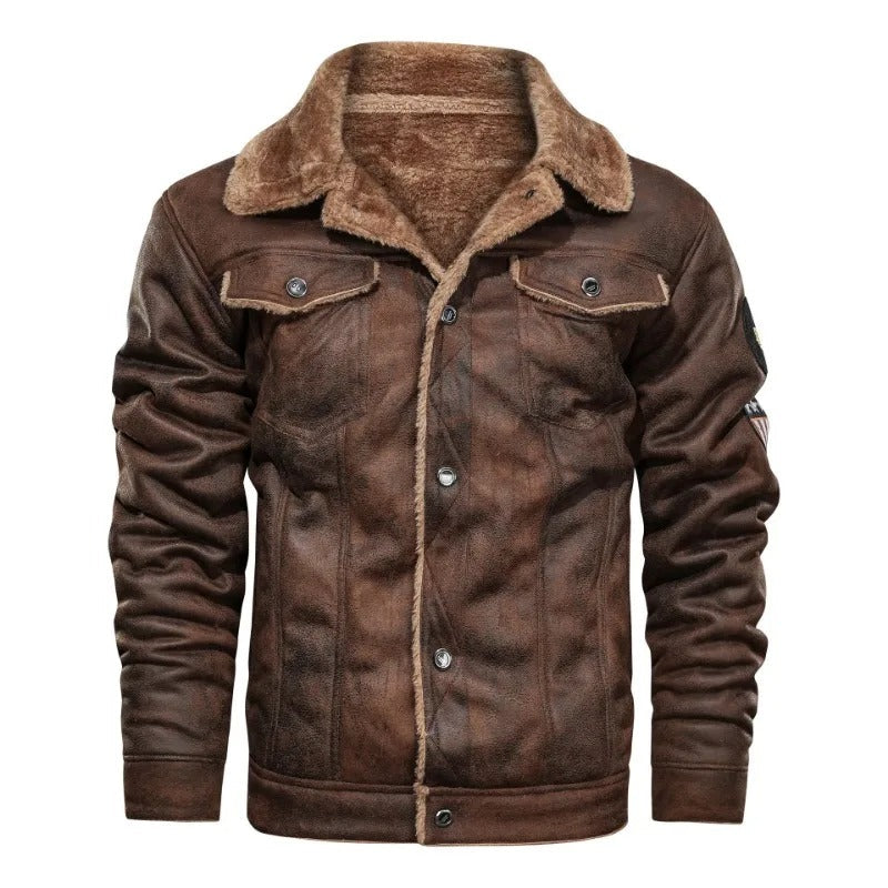 Veste en Cuir en Fleece Élegante et Chaude