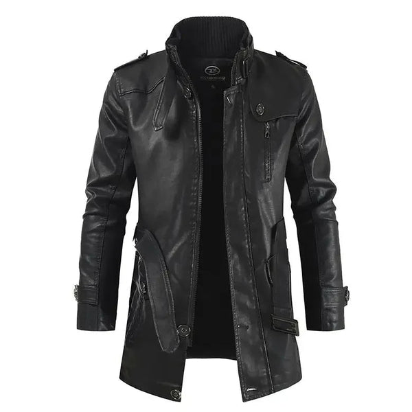Veste de motard en cuir longue et élégante