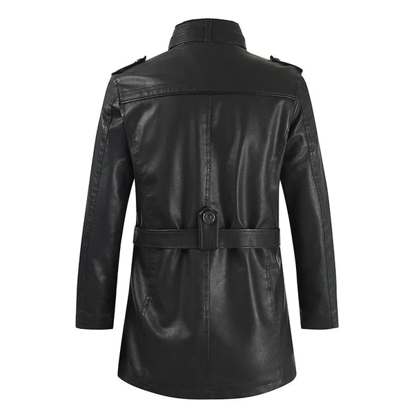 Veste de Moto Longue en Cuir Élégante