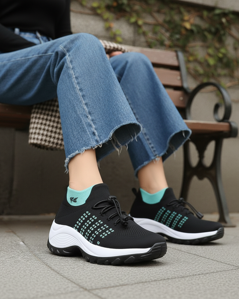 Ambulo Orthopaedic Shoes Knit Fabric - Green Black
