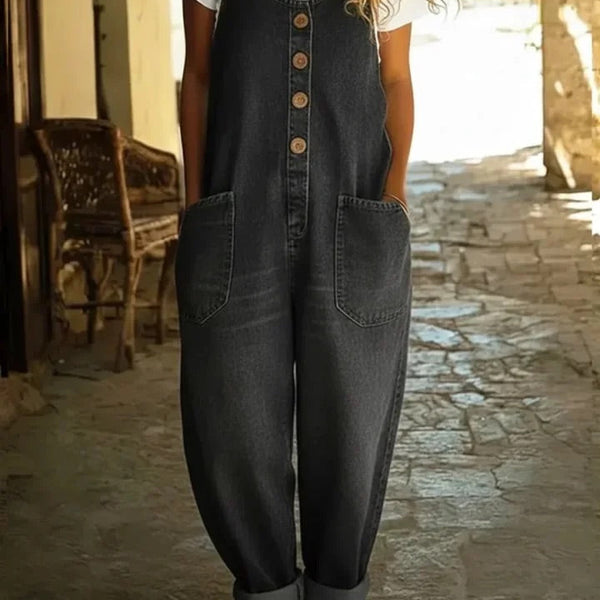 Margaret - Vintage Soft Cotton Denim-Look Overall