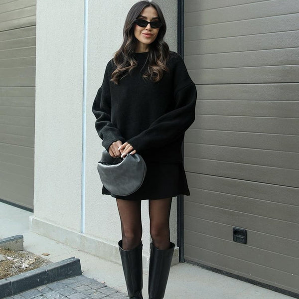 Esme |  A cozy sweater and a flowy flattering skirt
