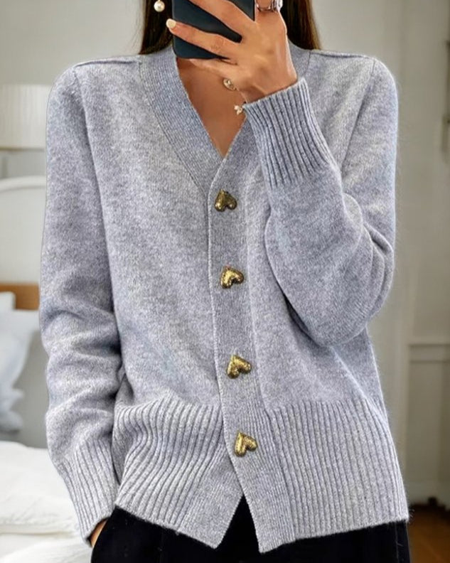 Chasie | Cardigan Élégant à Boutons en Forme de Cœur