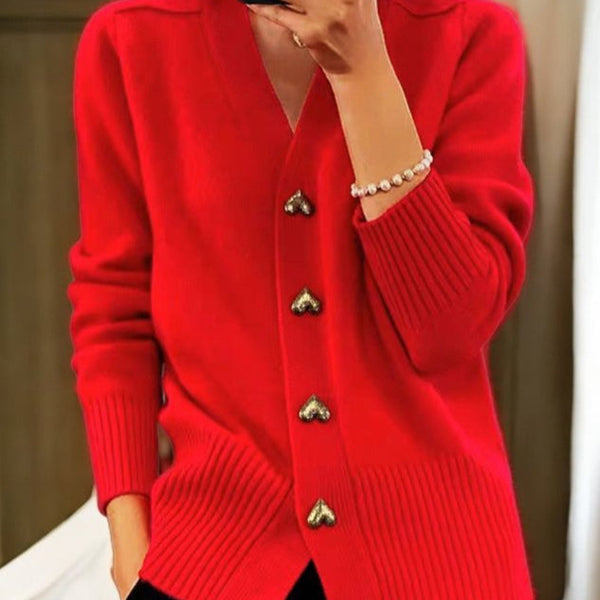 Chasie | Cardigan Élégant à Boutons en Forme de Cœur