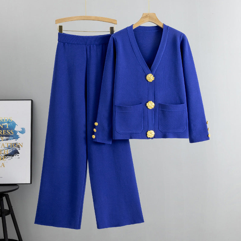 Kathleen | Ensemble Tricot Élégant avec Boutons Dorés