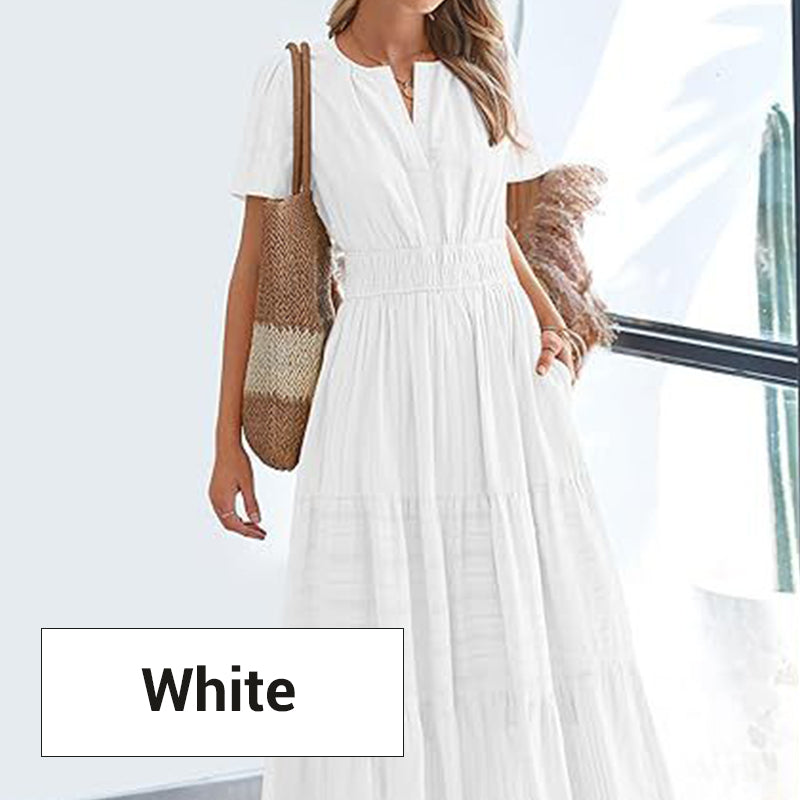 Marie - Women's Boho Chic Smocked Waist Maxi Dress
