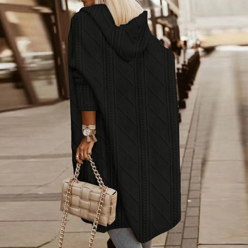 Johani | Cardigan à Capuche Long Élargi