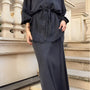 Evelore | Long-Sleeved Tie-Drawstring Shirt & Skirt Set - Effortless Style, Everyday Confidence